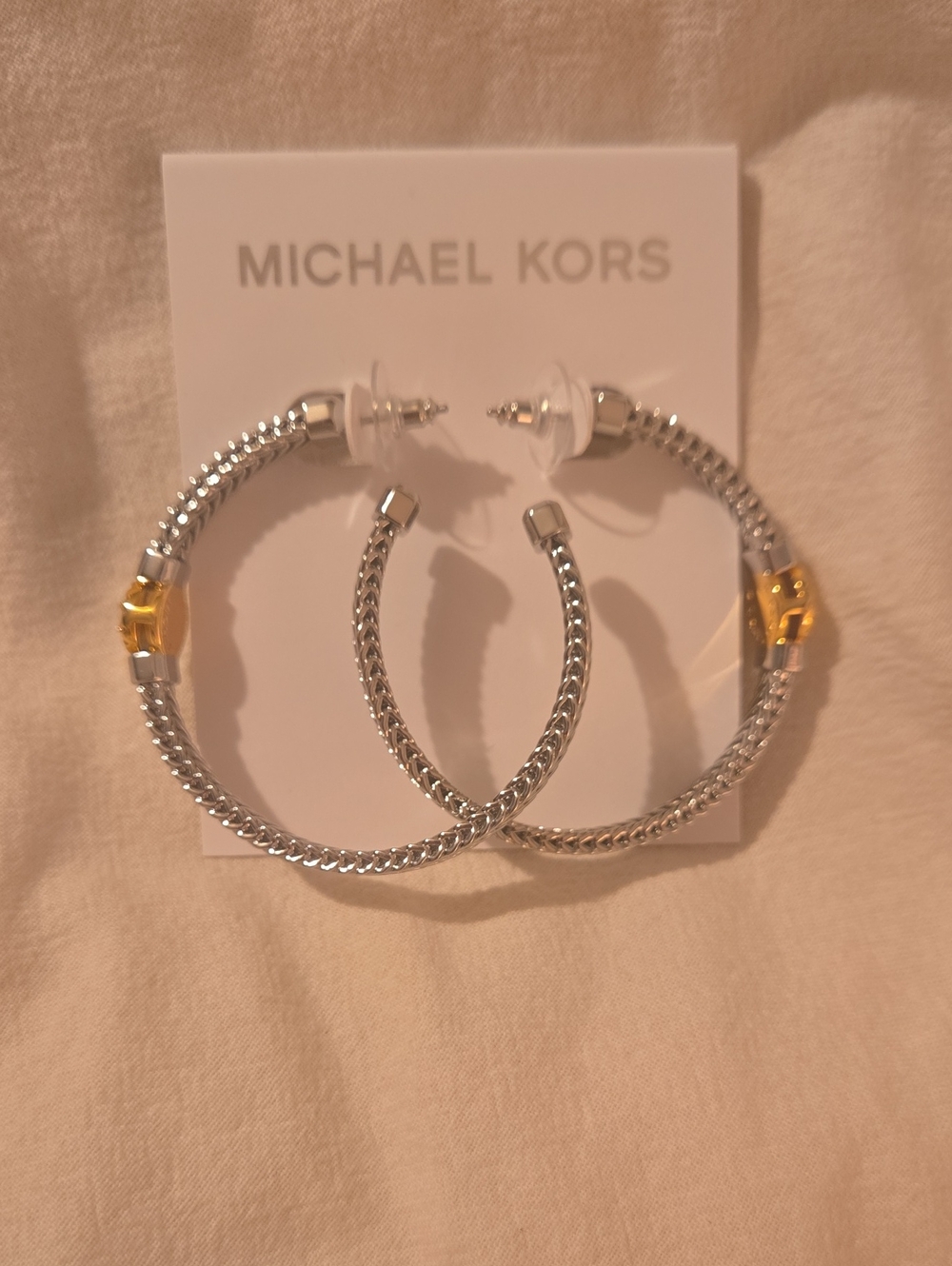 Michael Kors Silver And Gold Hoop Earrings